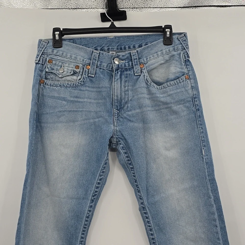 True Religion Skinny With Flap Pockets Basic Natural Blue Men's Size 34×34